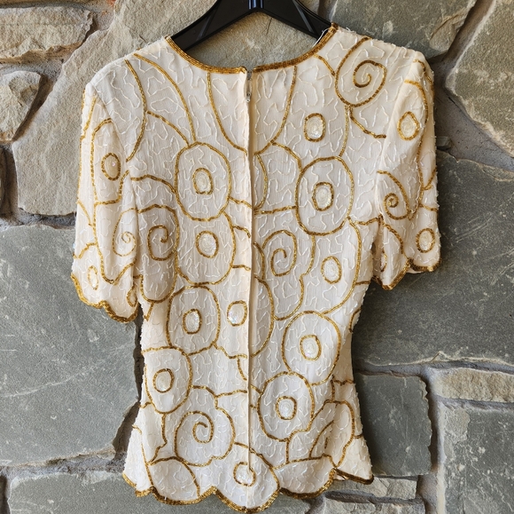 Vintage beaded 80s sequin top - Picture 4 of 7